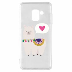Чехол для Samsung A8 2018 Lama with pink heart - PrintSalon