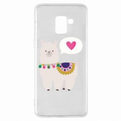Чехол для Samsung A8+ 2018 Lama with pink heart - PrintSalon