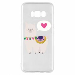 Чехол для Samsung S8 Lama with pink heart - PrintSalon