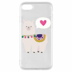Чехол для iPhone 8 Lama with pink heart - PrintSalon