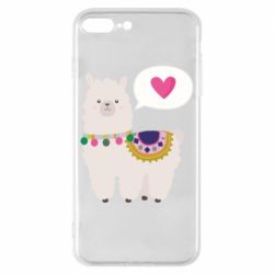 Чехол для iPhone 8 Plus Lama with pink heart - PrintSalon