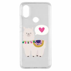 Чехол для Xiaomi Mi A2 Lama with pink heart - PrintSalon