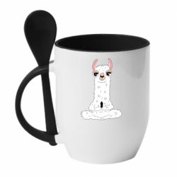 Чашка з ложкою Lama Yoga - PrintSalon