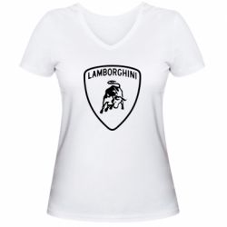 Женская футболка с V-образным вырезом Lamborghini Auto - PrintSalon