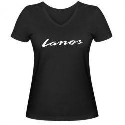 Женская футболка с V-образным вырезом Lanos Logo - PrintSalon