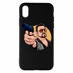 Чехол для iPhone X/Xs Лебовски с пушкой - PrintSalon