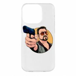 Чехол для iPhone 14 Pro Лебовски с пушкой - PrintSalon