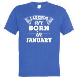 Мужская футболка  с V-образным вырезом Legends are born in January - PrintSalon