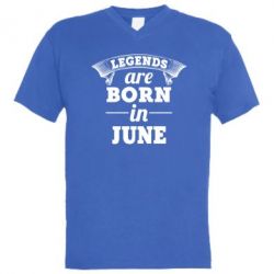 Мужская футболка  с V-образным вырезом Legends are born in June - PrintSalon
