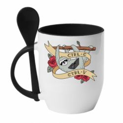 Чашка с ложкой Lenivets with a laptop - PrintSalon