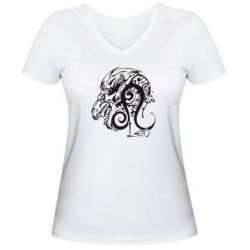 Женская футболка с V-образным вырезом Leo (Лев) - PrintSalon