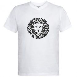 Мужская футболка  с V-образным вырезом лев - PrintSalon