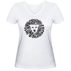 Женская футболка с V-образным вырезом лев - PrintSalon