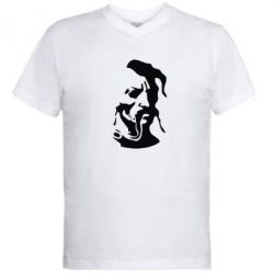 Мужская футболка  с V-образным вырезом Лице козака