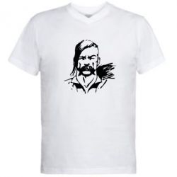 Мужская футболка  с V-образным вырезом Лице українського козака