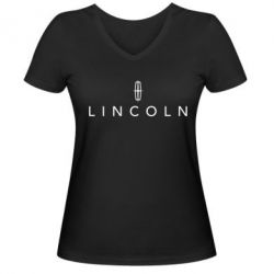 Женская футболка с V-образным вырезом Lincoln logo - PrintSalon
