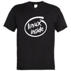 Мужская футболка  с V-образным вырезом Linux Inside - PrintSalon