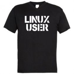 Мужская футболка  с V-образным вырезом Linux User - PrintSalon