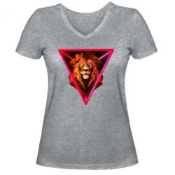Женская футболка с V-образным вырезом Lion art - PrintSalon