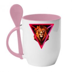 Чашка с ложкой Lion art - PrintSalon