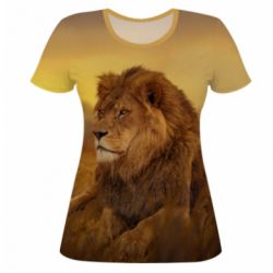 Женская футболка 3D Lion in the field - PrintSalon
