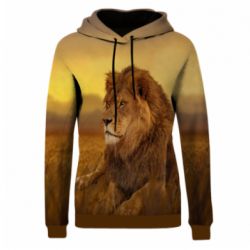 Жіноче 3D худі Lion in the field-PrintSalon Жіноче 3D худі Lion in the field