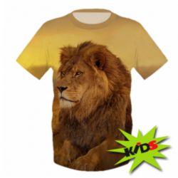 Детская 3D футболка Lion in the field - PrintSalon