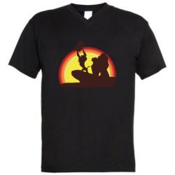 Чоловіча футболка з V-подібним вирізом Lion king silhouette - PrintSalon