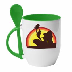 Чашка з ложкою Lion king silhouette - PrintSalon