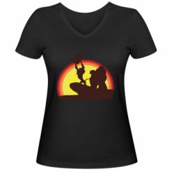 Жіноча футболка з V-подібним вирізом Lion king silhouette - PrintSalon