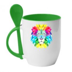 Чашка з ложкою Lion vector - PrintSalon