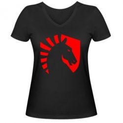 Женская футболка с V-образным вырезом liquid logo - PrintSalon