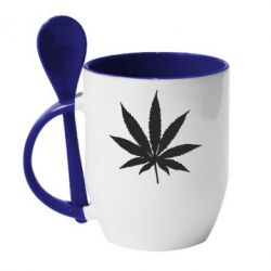 Чашка с ложкой Листик марихуаны
