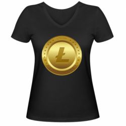 Женская футболка с V-образным вырезом Litecoin coin - PrintSalon