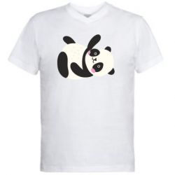 Мужская футболка  с V-образным вырезом Little panda - PrintSalon