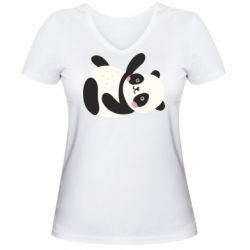 Женская футболка с V-образным вырезом Little panda - PrintSalon