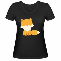 Женская футболка с V-образным вырезом Little red fox - PrintSalon