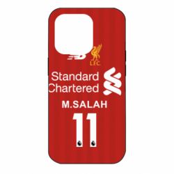 Чехол для iPhone 14 Pro Liverpool M.Salah football uniform - PrintSalon