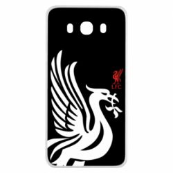 Чехол для Samsung J7 2016 Liverpool on a black background - PrintSalon