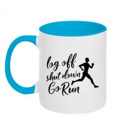 Чашка двухцветная 320ml Log off shut down go run - PrintSalon