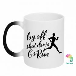 Чашка-хамелеон Log off shut down go run - PrintSalon