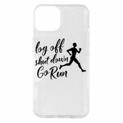 Чехол для iPhone 14 Log off shut down go run