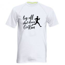 Мужская футболка для спорта Log off shut down go run - PrintSalon