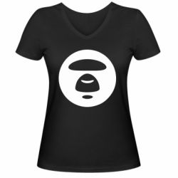 Женская футболка с V-образным вырезом Logo Bape Monkey - PrintSalon