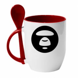 Чашка с ложкой Logo Bape Monkey - PrintSalon