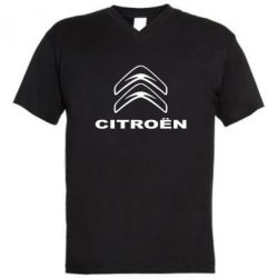 Мужская футболка  с V-образным вырезом Логотип Citroen - PrintSalon