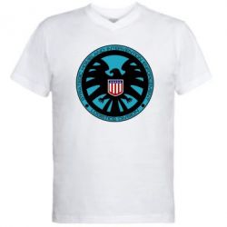 Мужская футболка  с V-образным вырезом Логотип Щита - PrintSalon