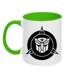 Чашка двухцветная 320ml Логотип Трансформеры - PrintSalon