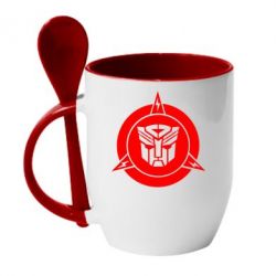 Чашка с ложкой Логотип Трансформеры - PrintSalon