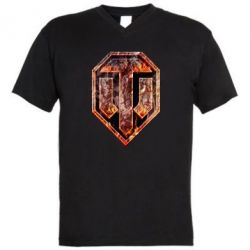 Чоловіча футболка з V-подібним вирізом Логотип World Of Tanks "Розпечений метал" - PrintSalon